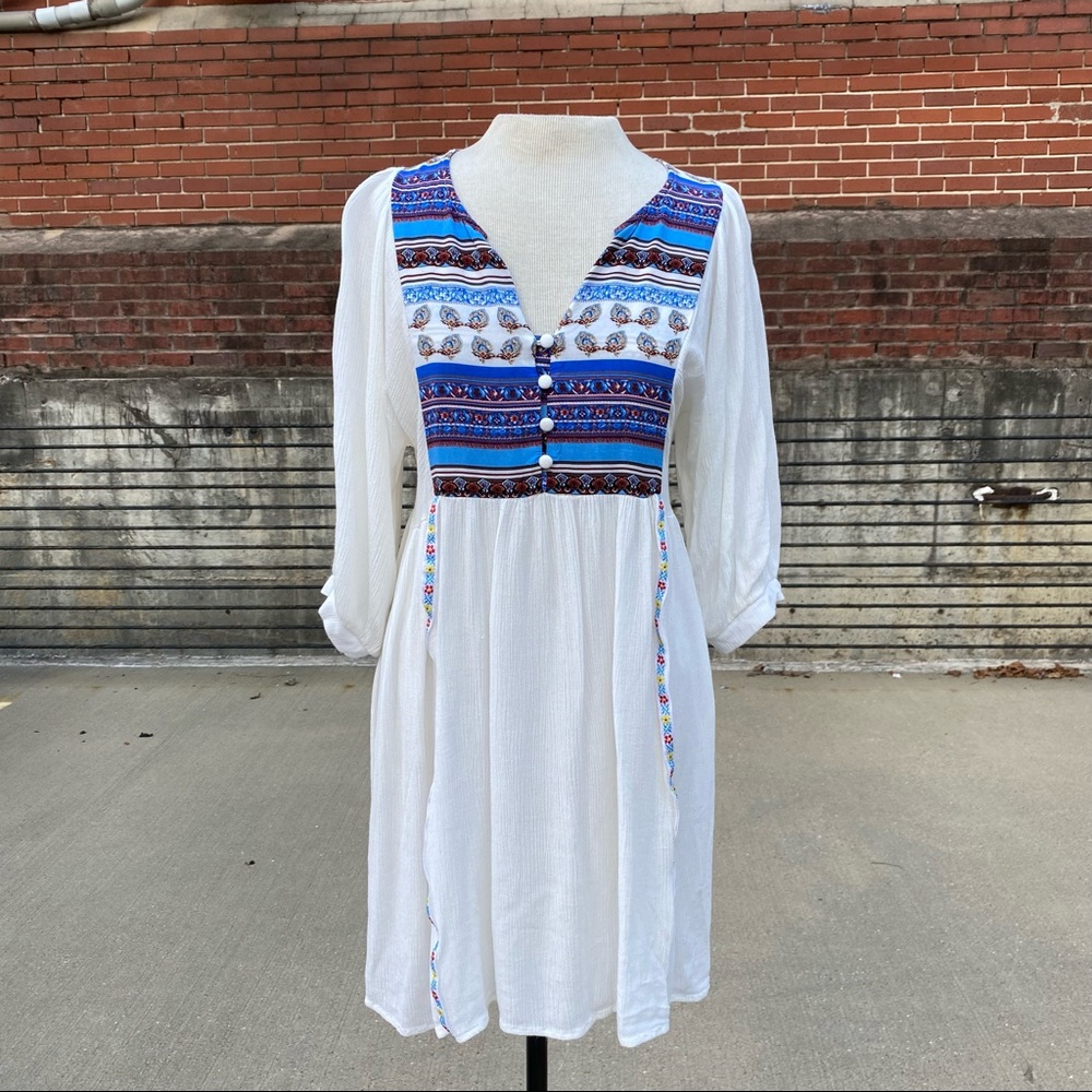 Ethnic Print Babydoll Dress